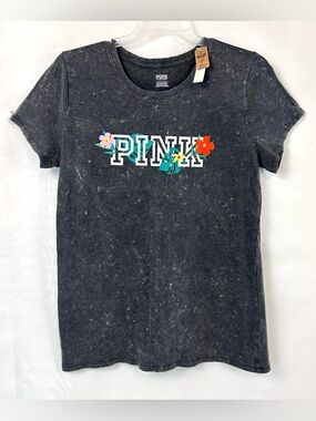 New PINK Tropical Womens Short Sleeve Stretchy Tee Shirt / XL